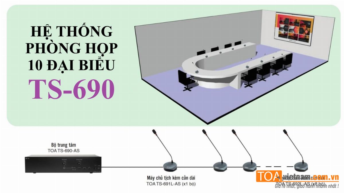 Giải pháp âm thanh phòng họp, phòng hội thảo cho 10 ghế dùng TS-690